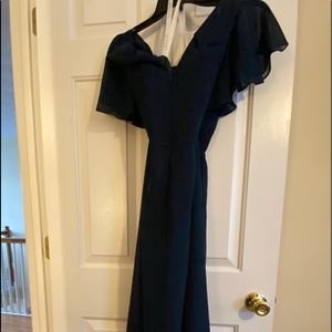 Azazie 3/4 length navy blue evening dress